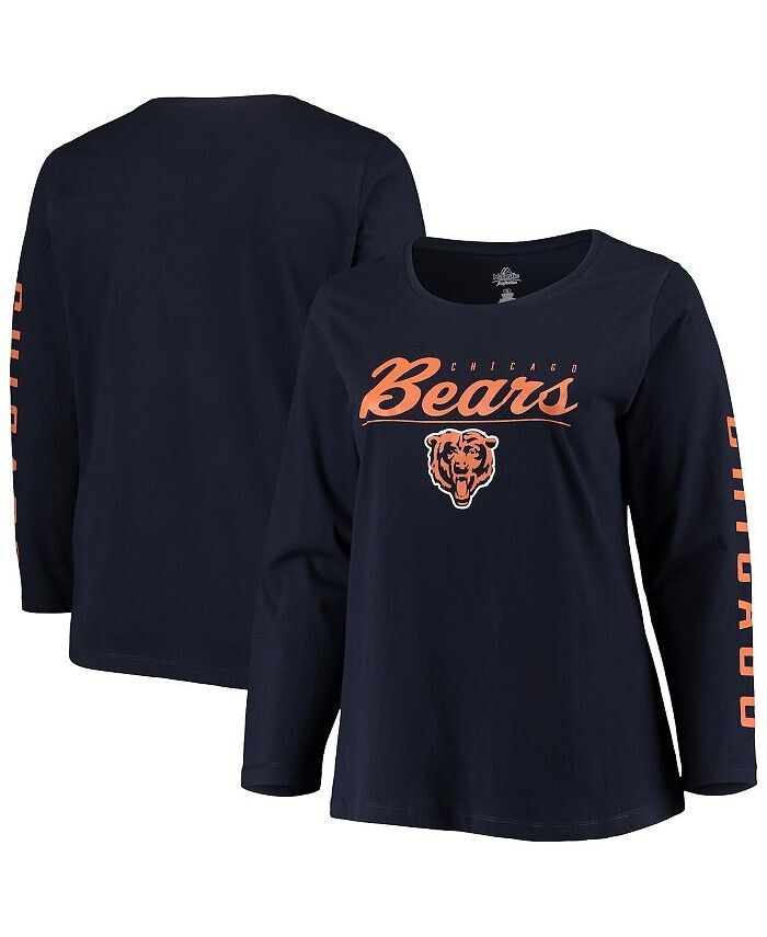 

Женская темно-синяя футболка с длинным рукавом и логотипом команды Chicago Bears больших размеров Majestic, синий