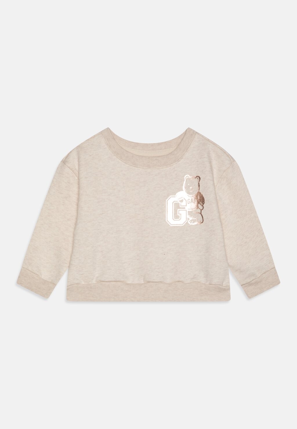 

Толстовка Novelty Logo Crew Toddler Girl GAP, цвет oatmeal heather