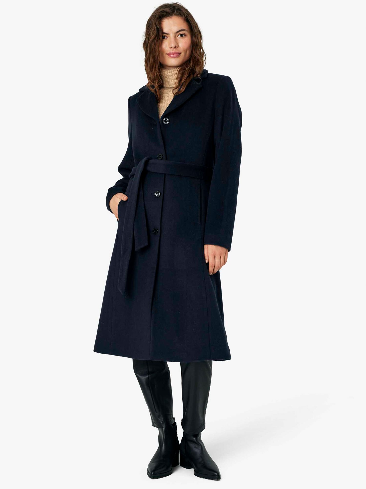Длинное полушерстяное пальто Cecilia Noa Noa, темно-синий пиджак укороченное пальто полушерстяное zara темно синий
