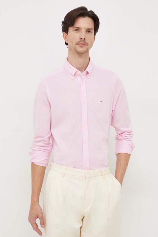 Хлопчатобумажную рубашку Tommy Hilfiger, розовый