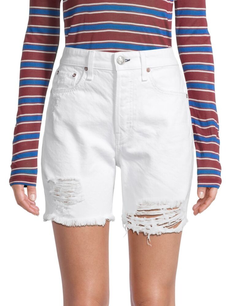 

Джинсовые шорты Maya с высокой посадкой и потертостями Rag & Bone, цвет Summer White