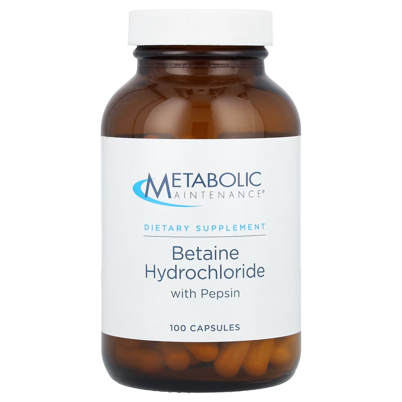 Бетаина гидрохлорид Metabolic Maintenance с пепсином, 100 капсул