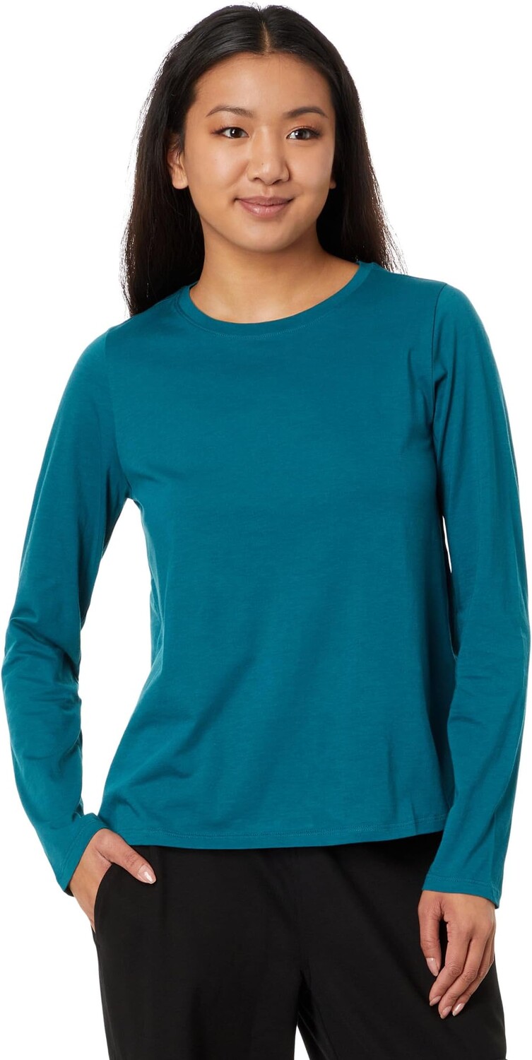 

Футболка с длинными рукавами и круглым вырезом Eileen Fisher, цвет Peacock