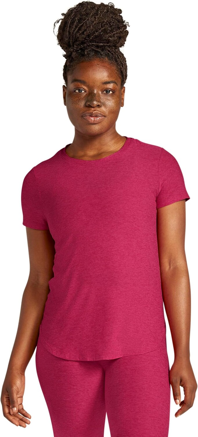 

Полулегкий вес на футболке Down Low Beyond Yoga, цвет Cranberry Heather