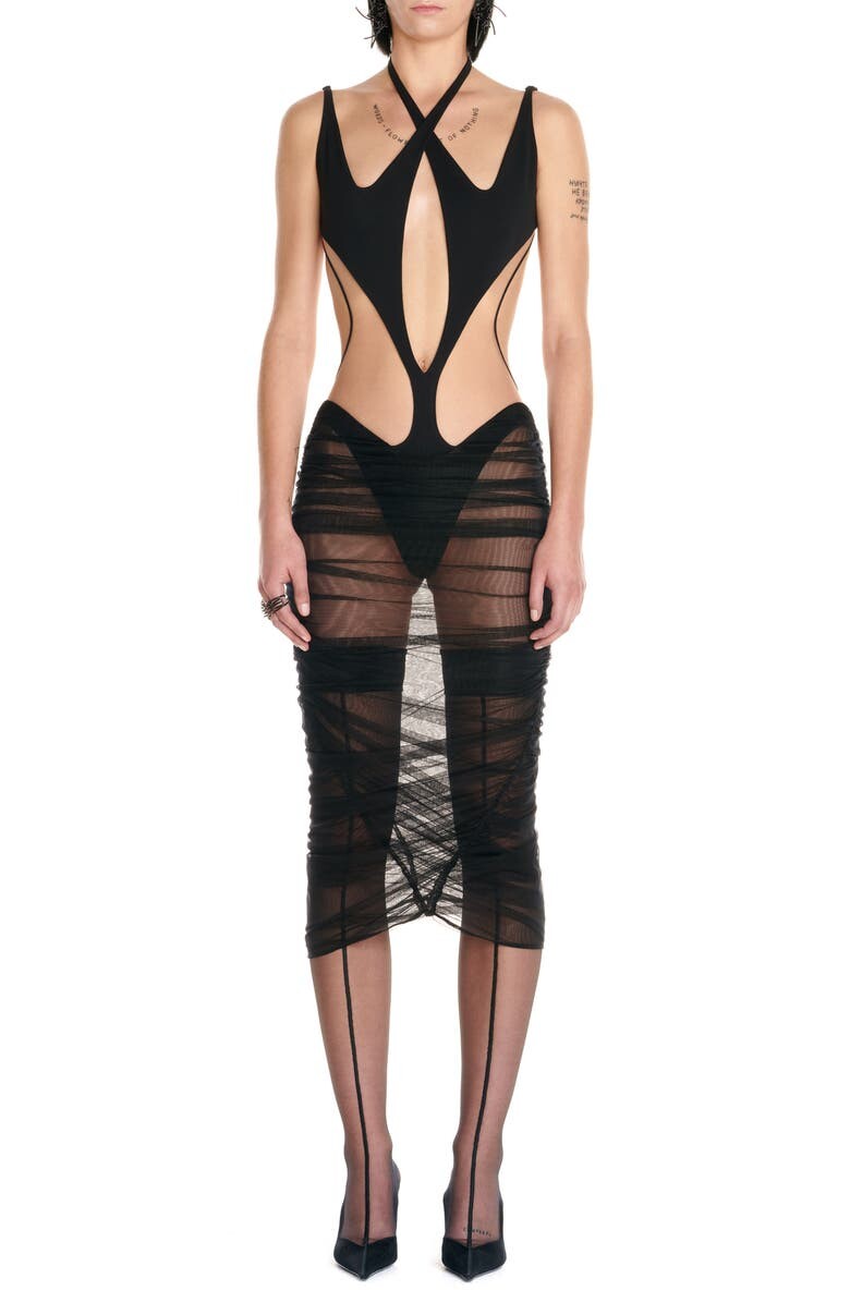 

Боди-платье миди с вырезами MUGLER