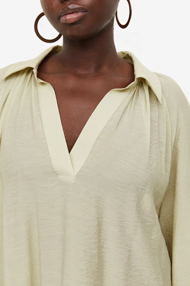 

Платье-туника с пышными рукавами H&M, зеленый