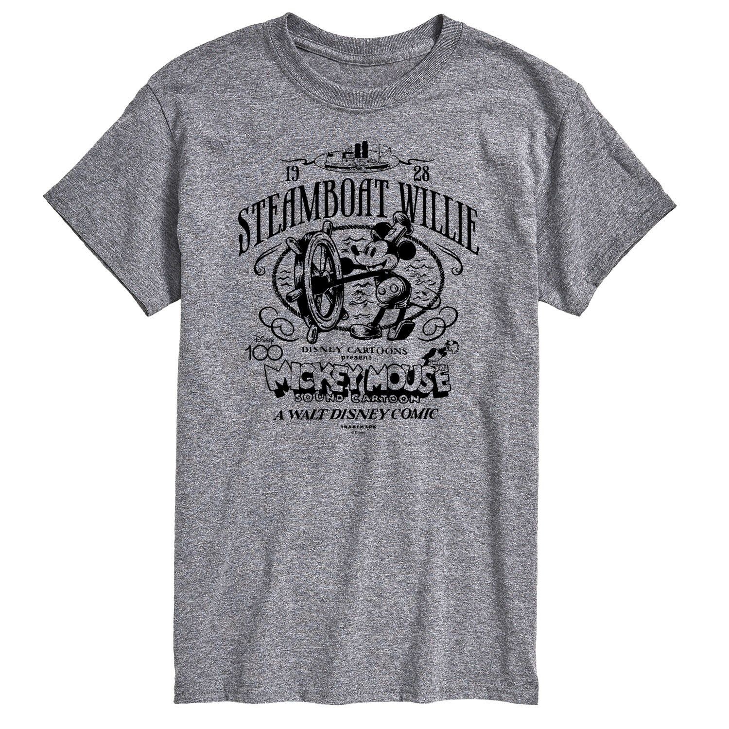

Футболка с рисунком 100 Big & Tall Steamboat Willie Disney, серый