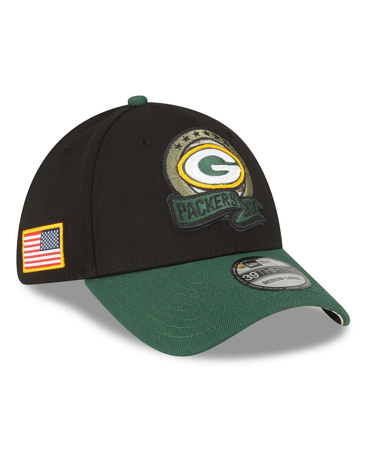 Мужская черная кепка Green Bay Packers 2022 Salute To Service 39THIRTY Flex Hat New Era