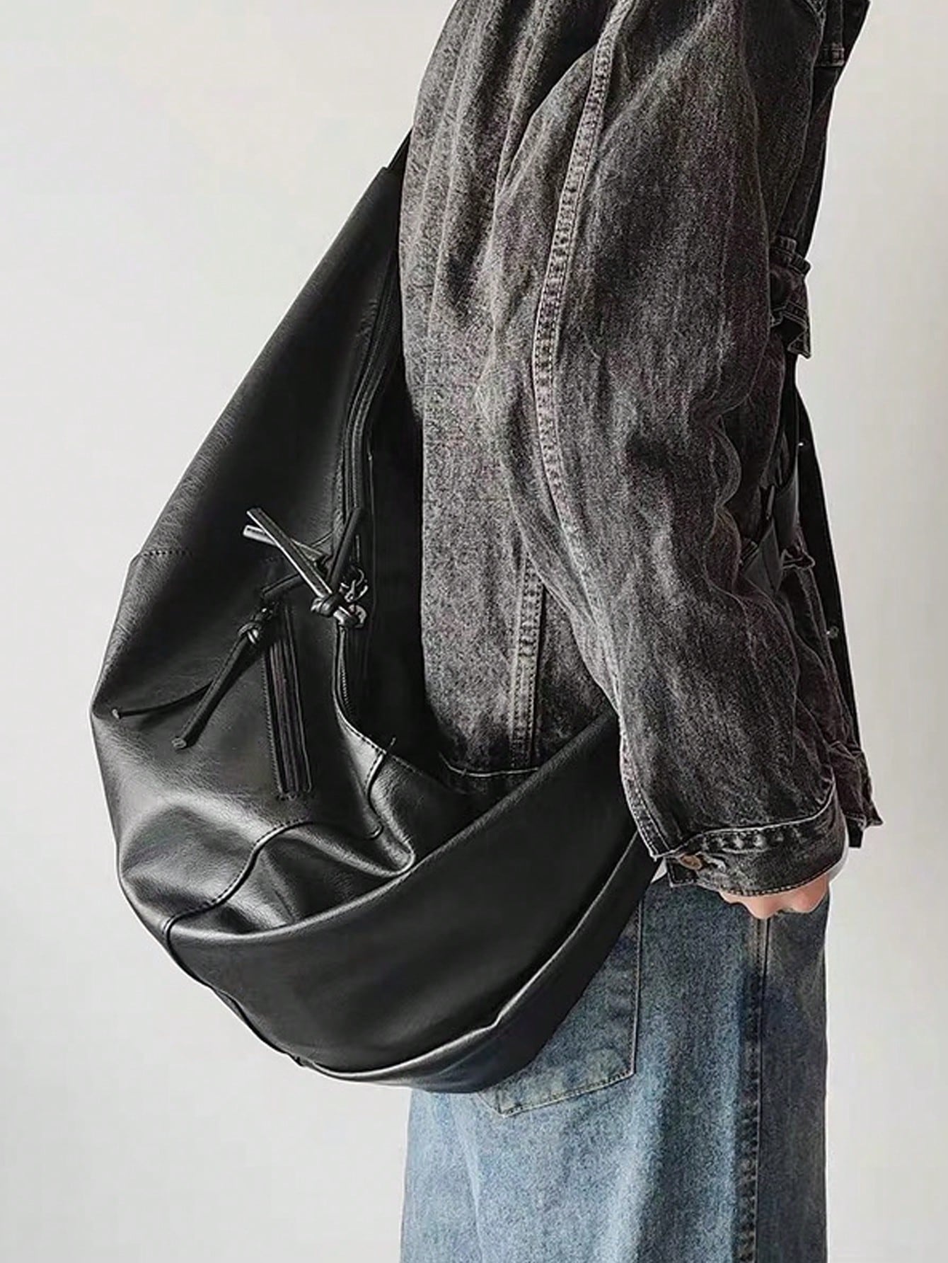 Модная однотонная сумка через плечо, черный