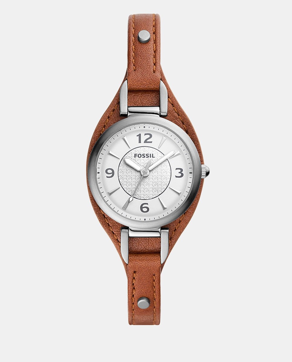 

Carlie ES5214 коричневые женские часы из экокожи Fossil, коричневый