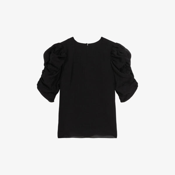 

Топ из органзы с пышными рукавами и круглым вырезом Ted Baker, черный