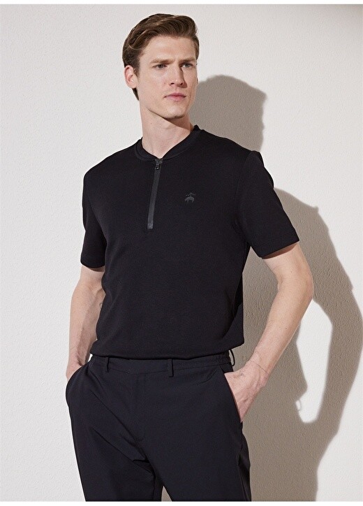 

Черная мужская футболка узкого кроя Brooks Brothers, Черный