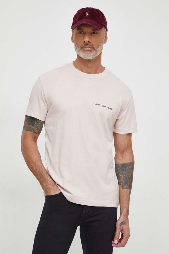 

Хлопковая футболка Calvin Klein Jeans, розовый