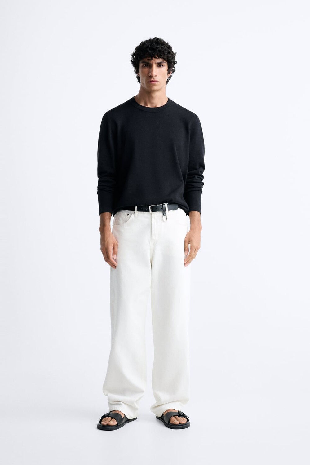 

Свитер из текстурированного хлопка ZARA, черный