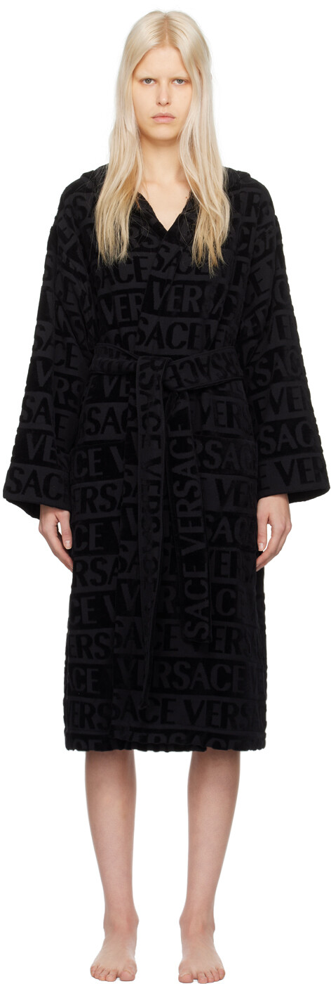 

Черный сплошной халат Versace Underwear, цвет Black