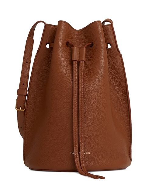 

Маленькая кожаная сумка-мешок цвета шампанского Mansur Gavriel, цвет Brown