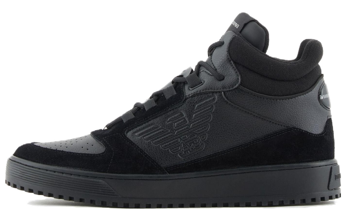 

Кроссовки EMPORIO ARMANI Skateboarding Shoes Men High-top Black, черный