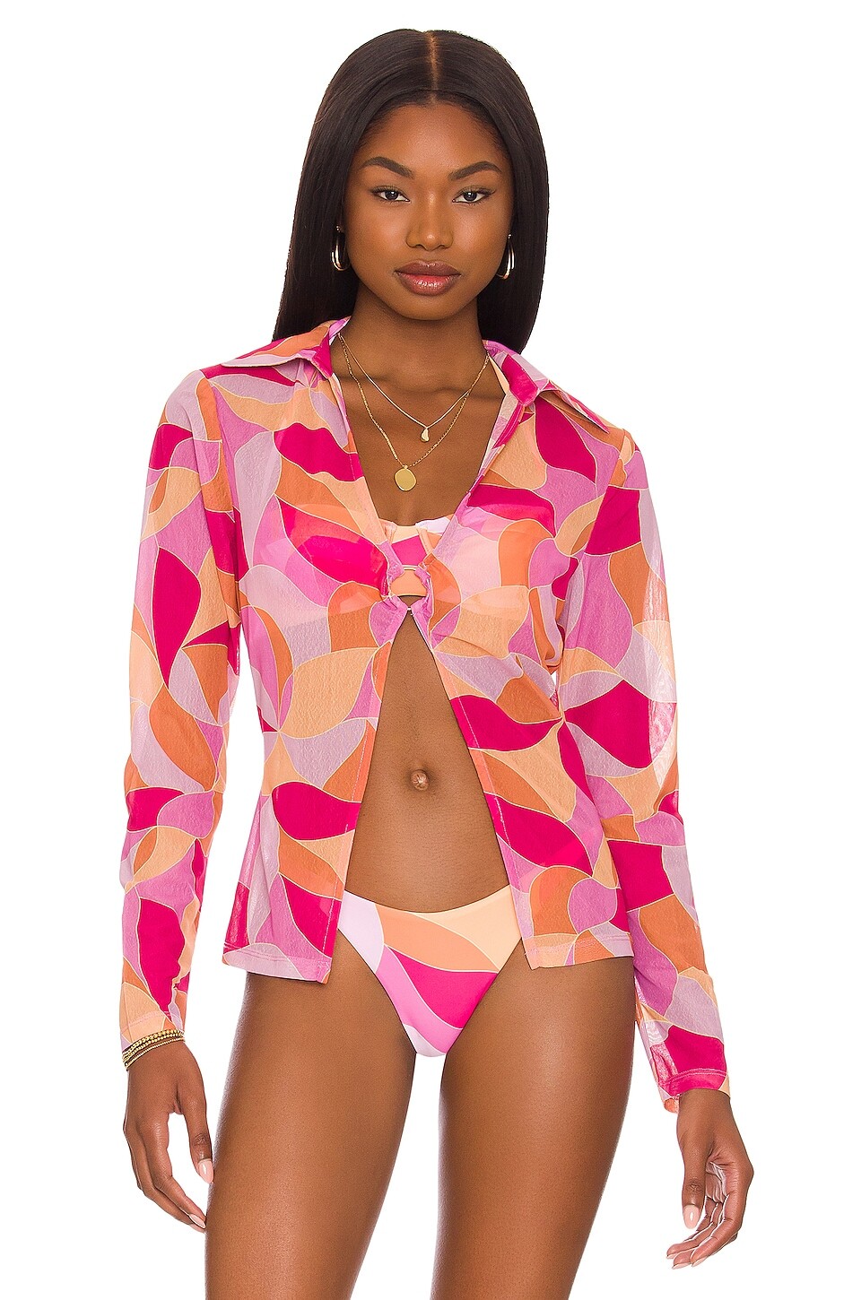 

Футболка Lovers and Friends Feelin Groovy Shirt, цвет Fuschia Geo