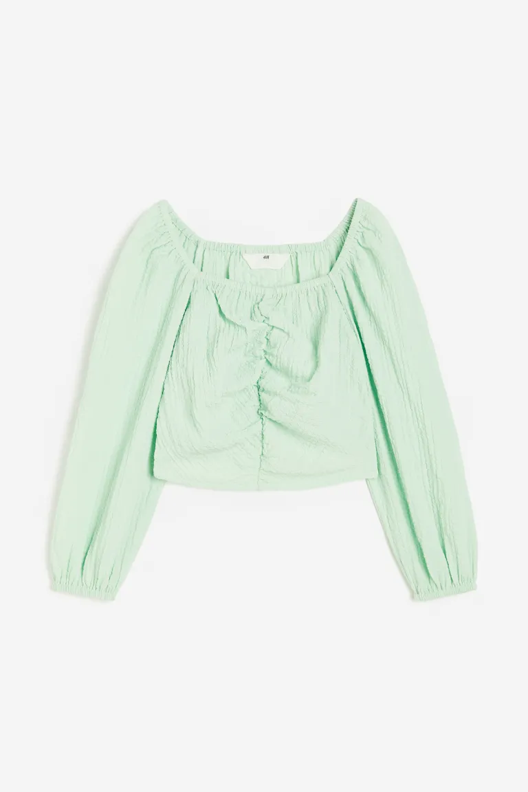 Блузка с рюшами H&M, зеленый