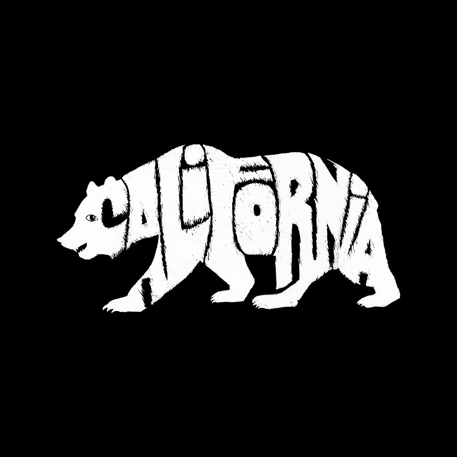 California Bear — мужская толстовка с круглым вырезом Word Art LA Pop Art
