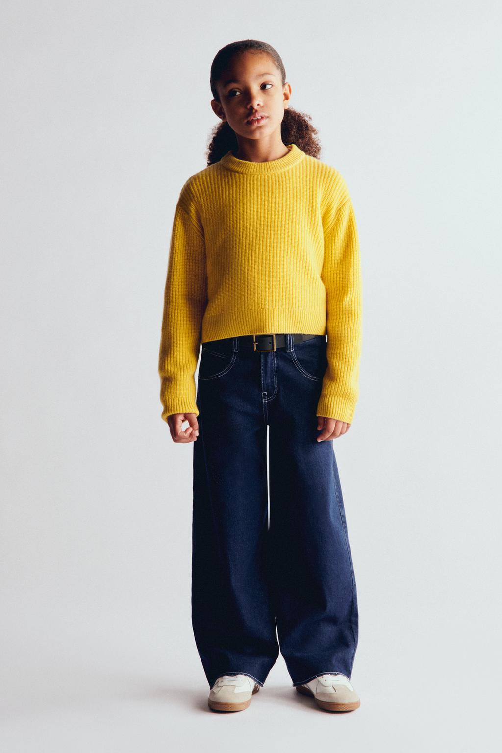 Трикотажный свитер из 100% шерсти ZARA, грейпфрутовый желтый