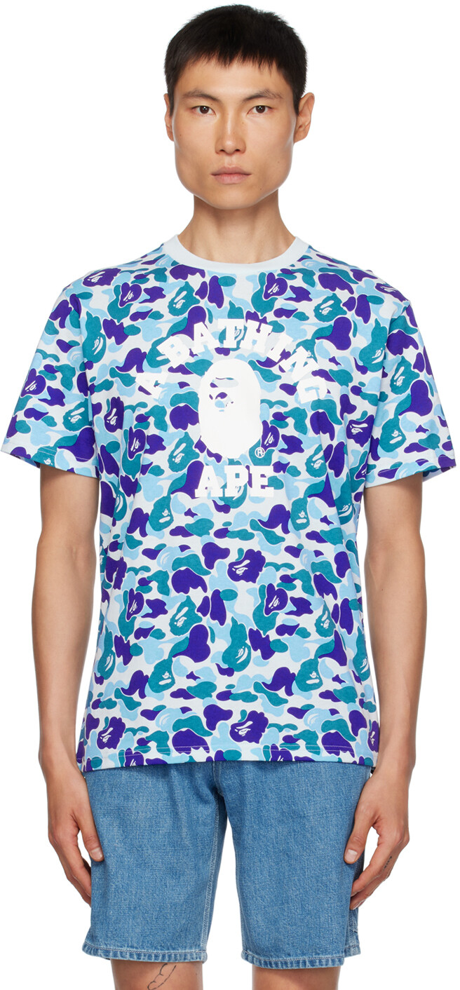 

Синяя камуфляжная футболка BAPE ABC College, Синий