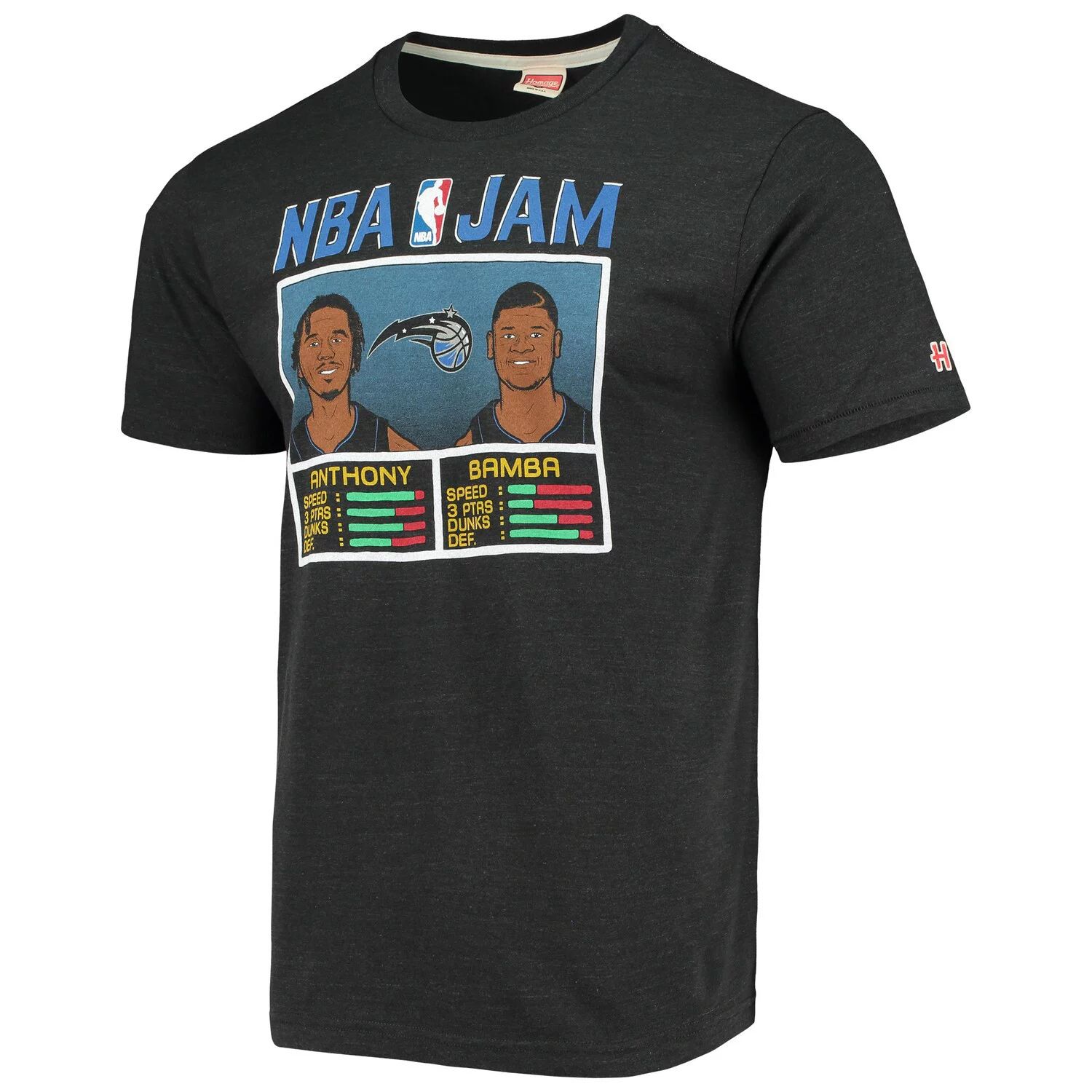Мужская футболка Homage Cole Anthony & Mohamed Bamba Heathered Black Orlando Magic NBA Jam Tri-Blend футболка