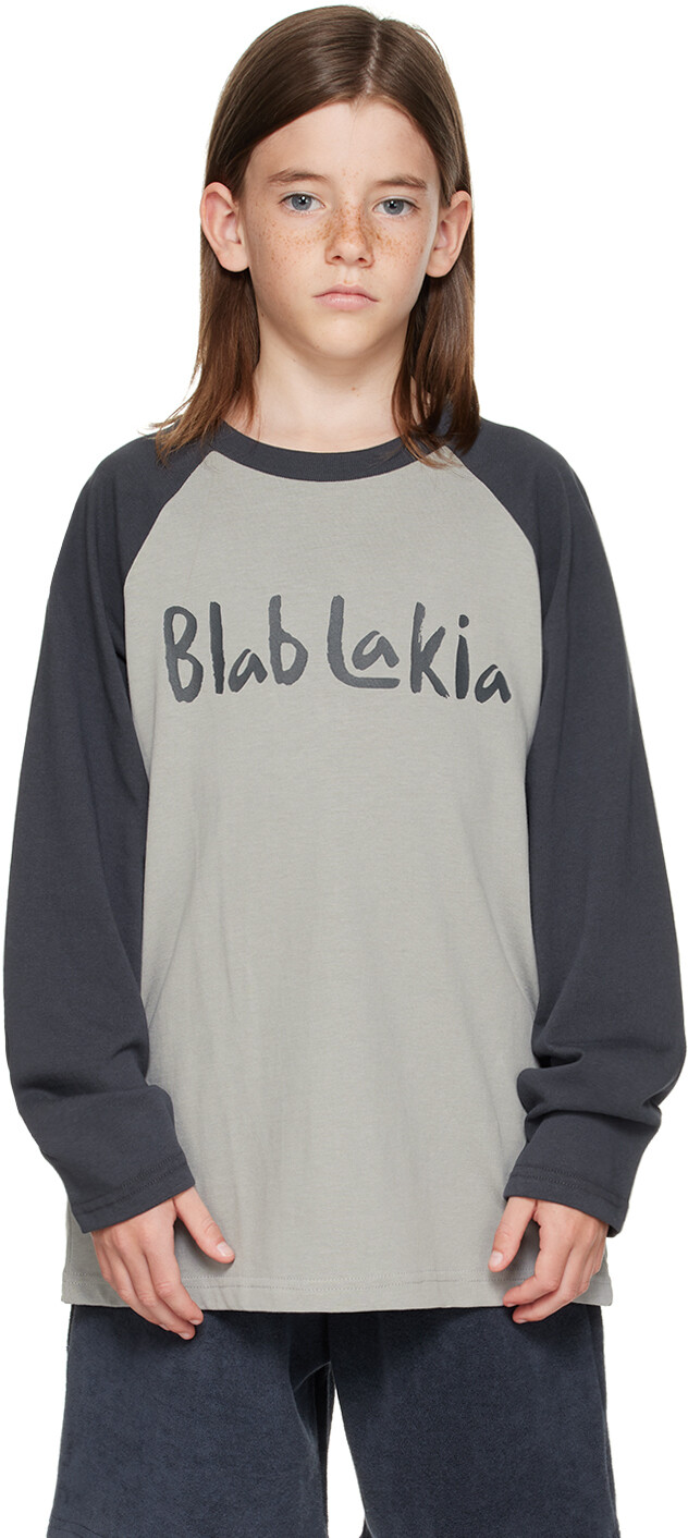 

BlabLakia Kids Серая футболка с длинным рукавом Blah, Серый