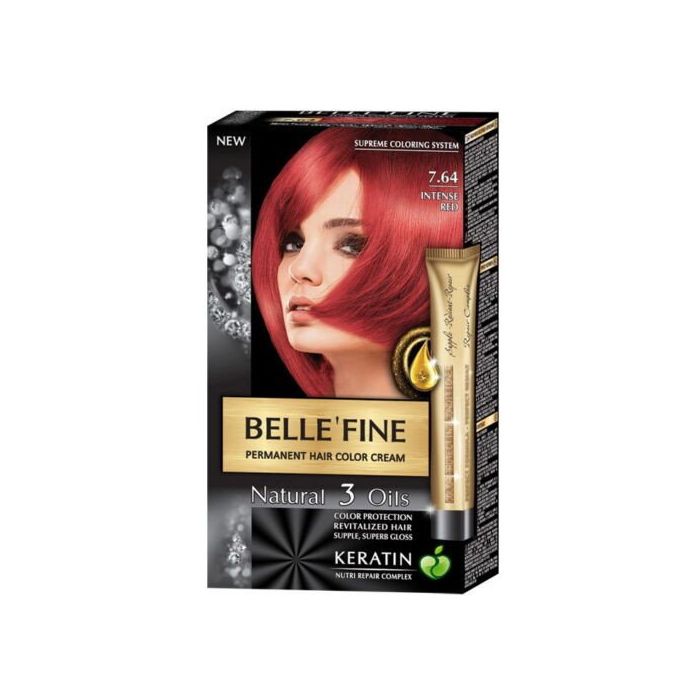 цена Краска для волос Tinte Capilar Keratin Bellefine, 7.64 Rojo Intenso