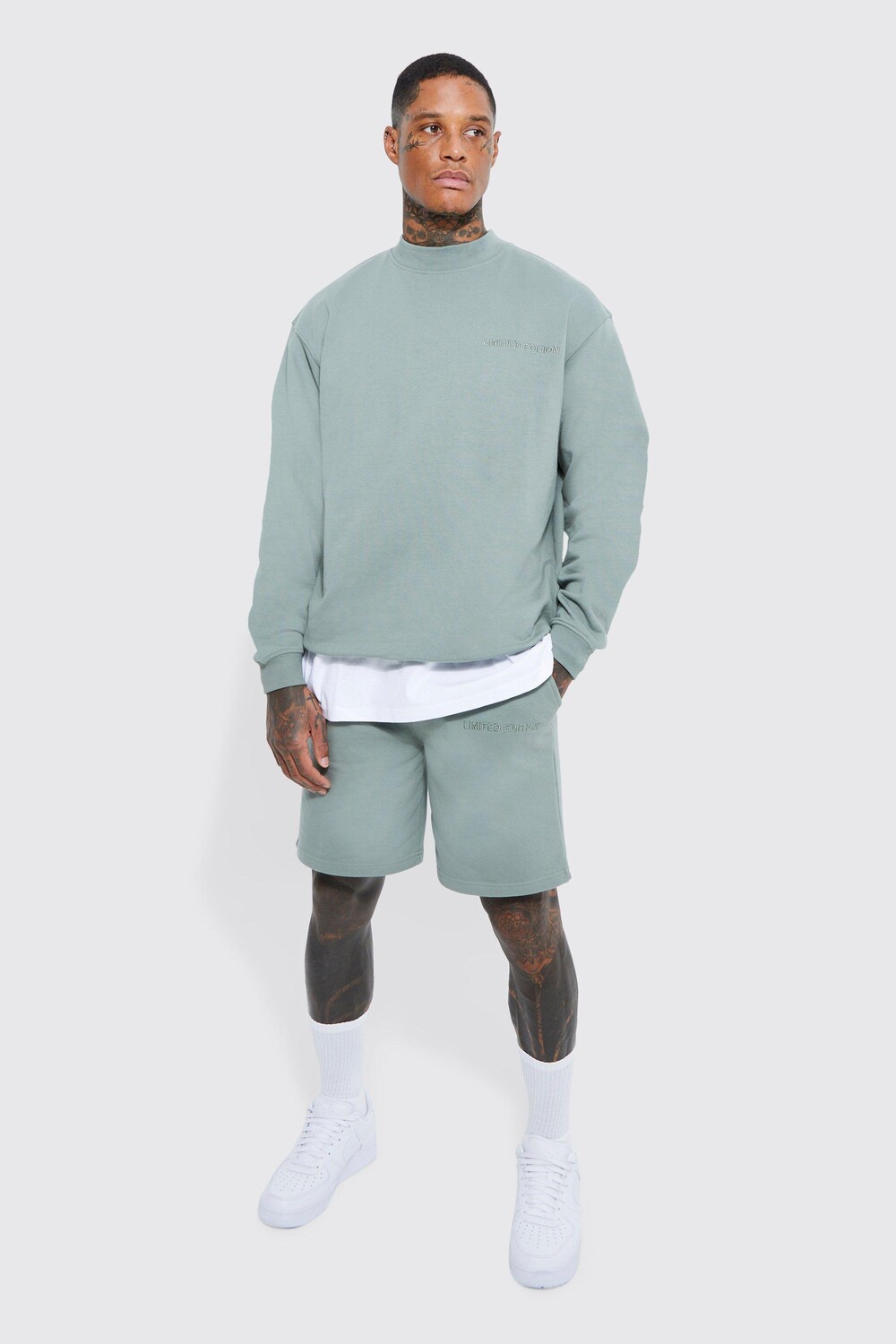 

Короткий спортивный костюм oversized premium sweat Boohoo, зеленый
