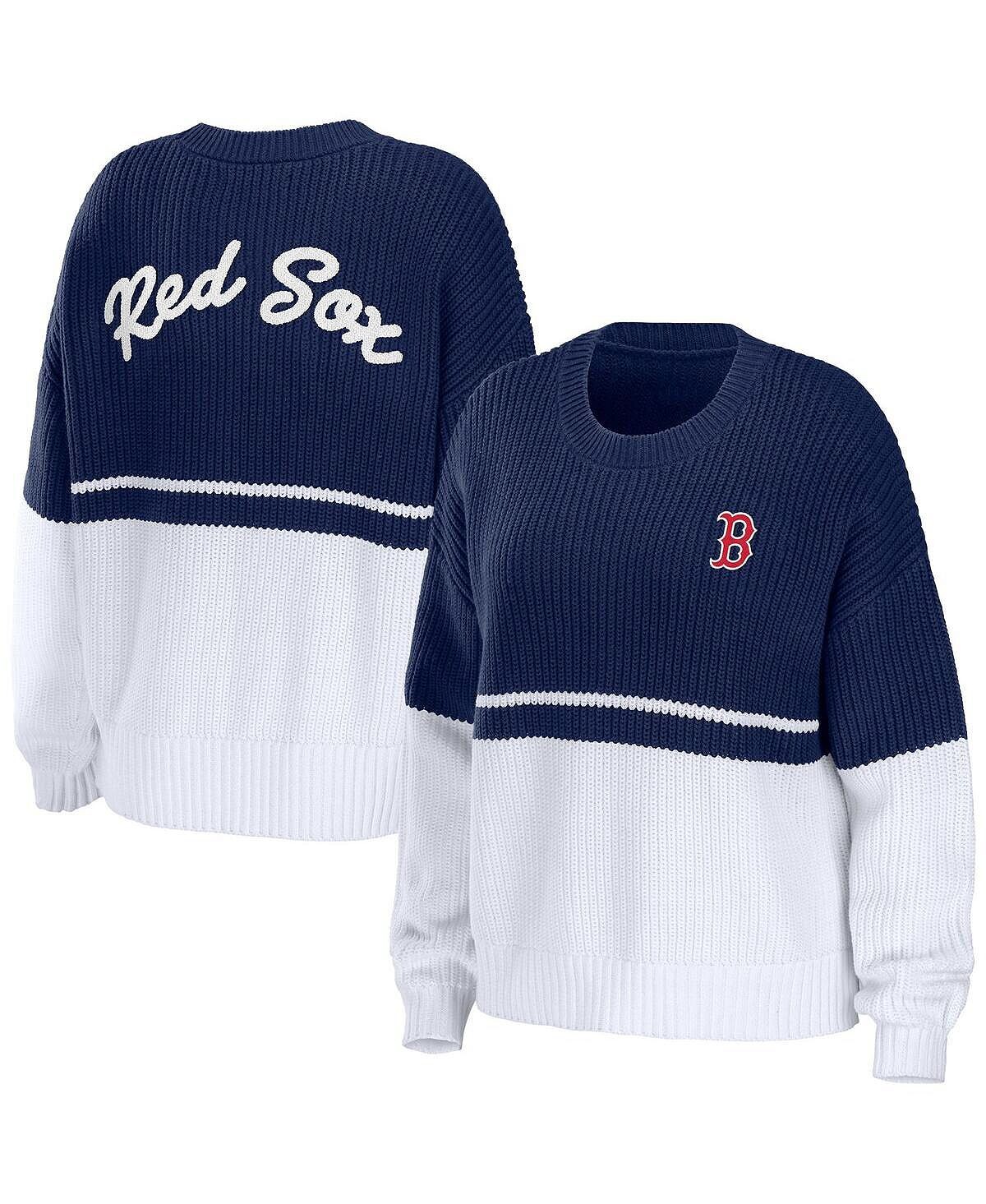 

Женский темно-синий, белый массивный пуловер Boston Red Sox свитшот WEAR by Erin Andrews
