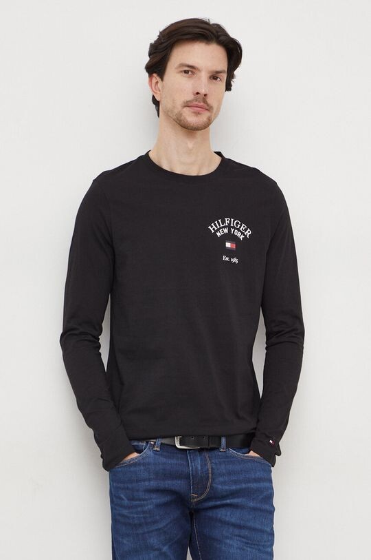 

Хлопковая рубашка с длинными рукавами Tommy Hilfiger, черный