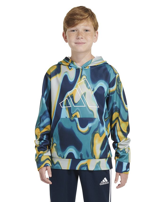 Пуловер с капюшоном и принтом Тепловая карта для больших мальчиков с длинными рукавами adidas, мультиколор