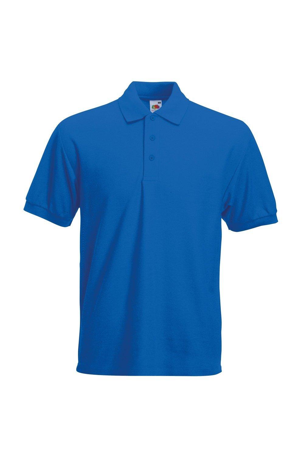 однотонная рубашка поло из тяжелого пике с заклепками premier синий Рубашка поло с короткими рукавами из тяжелого пике 65/35 Fruit of the Loom, синий
