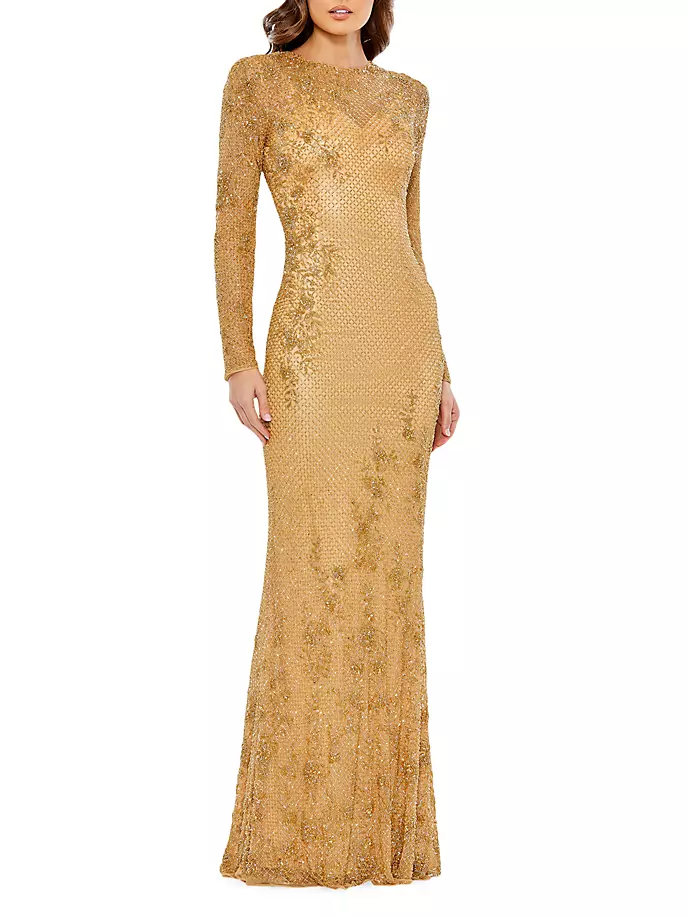 

Украшенное платье с длинными рукавами Mac Duggal, золото, Желтый