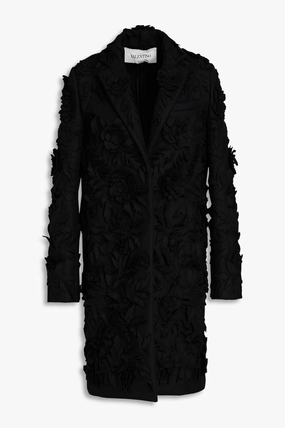 

Украшенное пальто из смесовой шерсти Valentino Garavani, черный