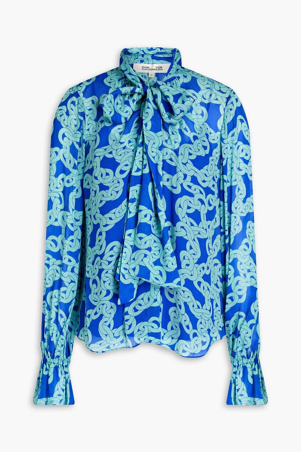 

Блузка Tina из крепдешина с бантом и принтом DIANE VON FURSTENBERG, лазурный