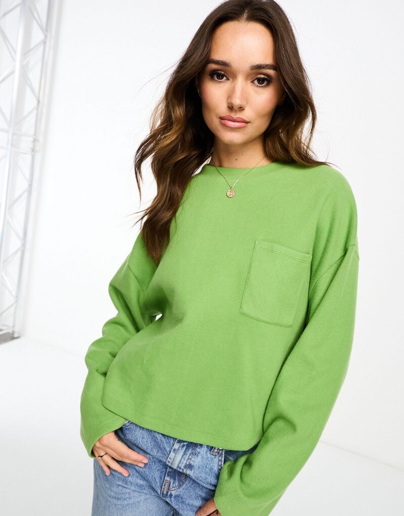 

Зеленый супермягкий свитер оверсайз с карманом ASOS DESIGN