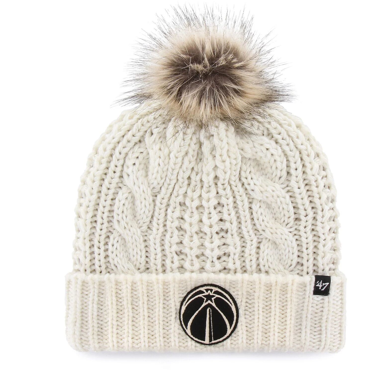 

Женская вязаная шапка White Washington Wizards Meeko '47 с манжетами и помпоном 47 Brand