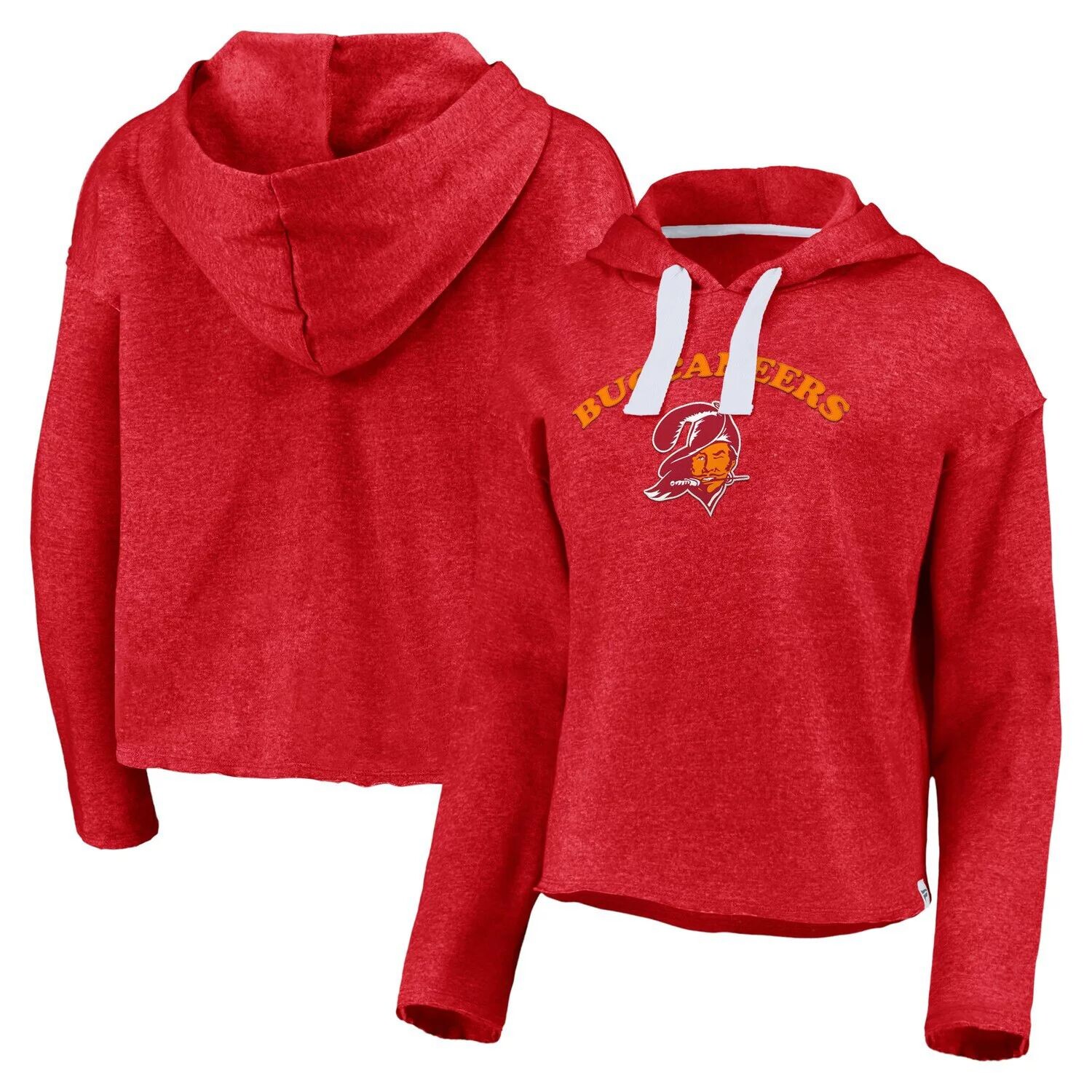 

Женский брендовый вересковый красный Tampa Bay Buccaneers Fanatics, винтажный укороченный пуловер с необработанными краями, толстовка с капюшоном Fanatics