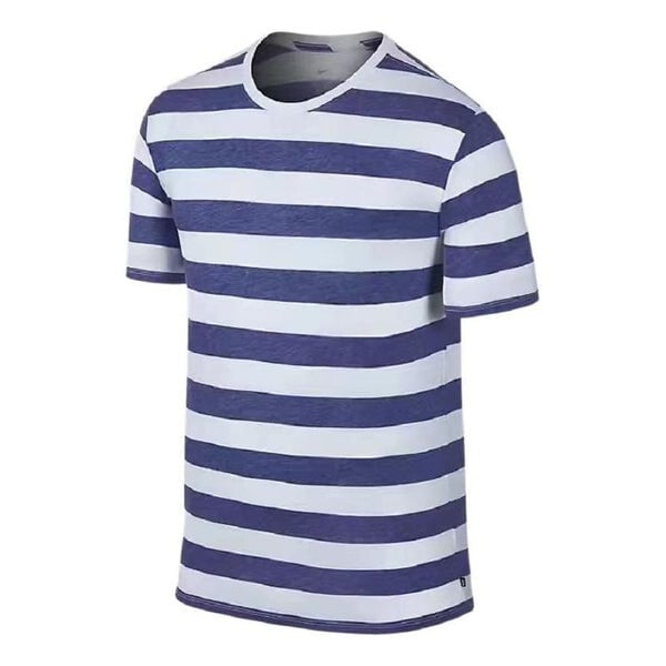 

Футболка Men's Nike White Blue Stripe Printing Casual Sports Round Neck Short Sleeve White Blue T-Shirt, белый