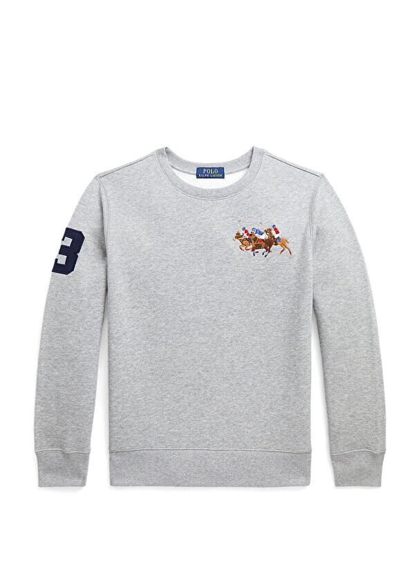 

Серый свитшот для мальчика с вышитым логотипом Polo Ralph Lauren