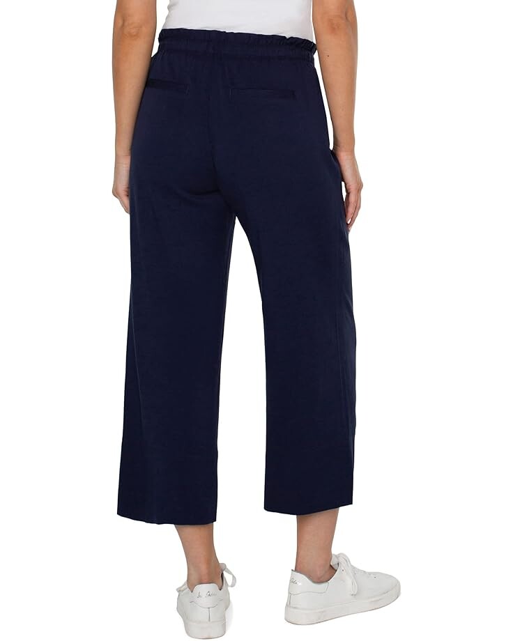 

Брюки Liverpool Los Angeles Pull-On Tie Waist Wide Leg Ankle, цвет Cosmic Navy