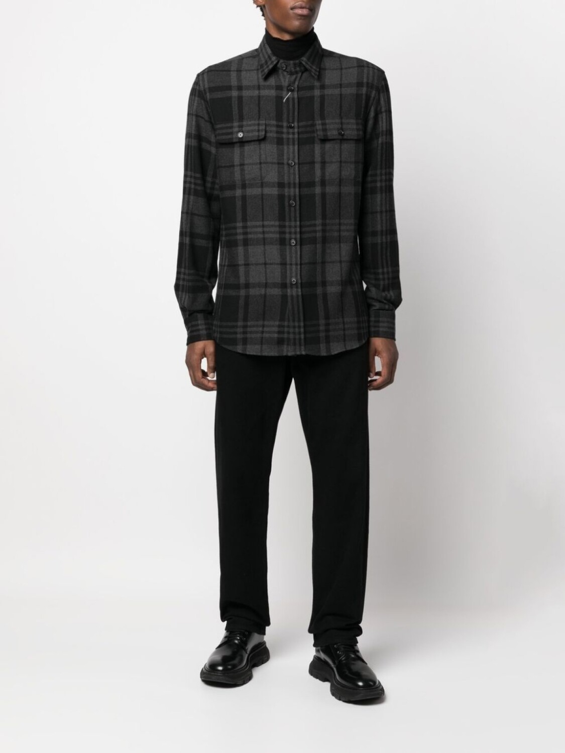 

Рубашка в клетку глен Ralph Lauren Purple Label, серый