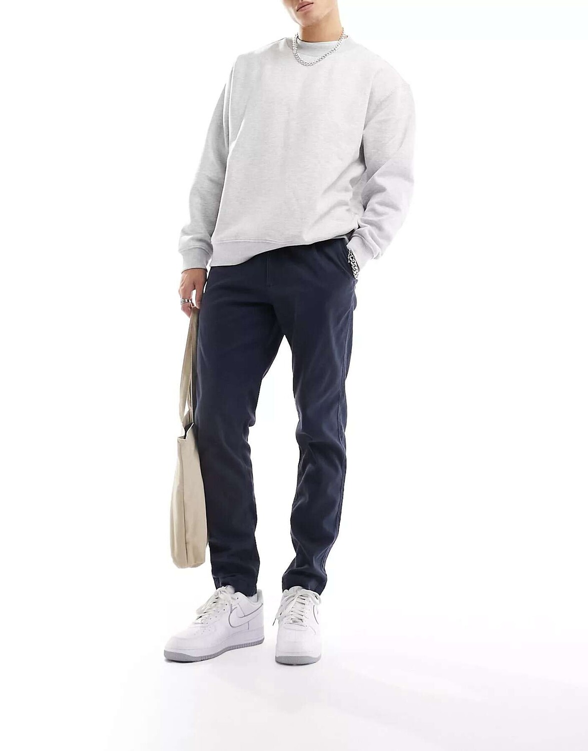 

Темно-синие чиносы плиссированного зауженного кроя Jack & Jones, Синий