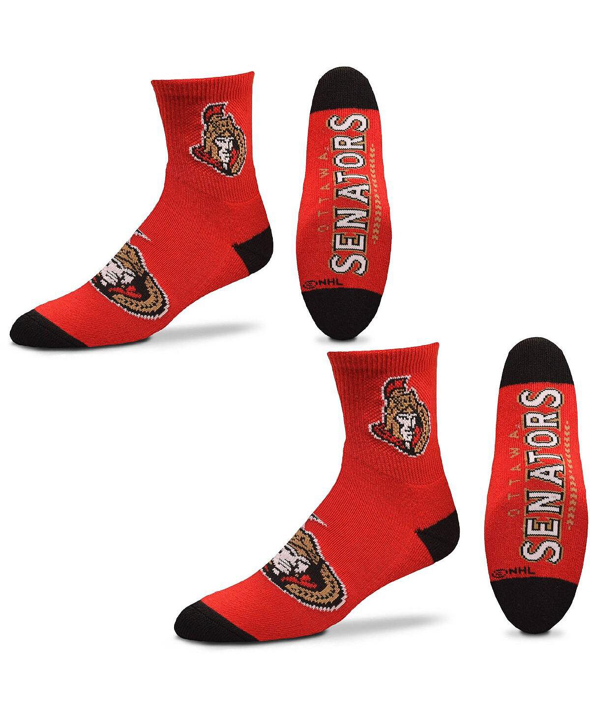 Набор из двух женских носков четверти длины Ottawa Senators For Bare Feet, красный