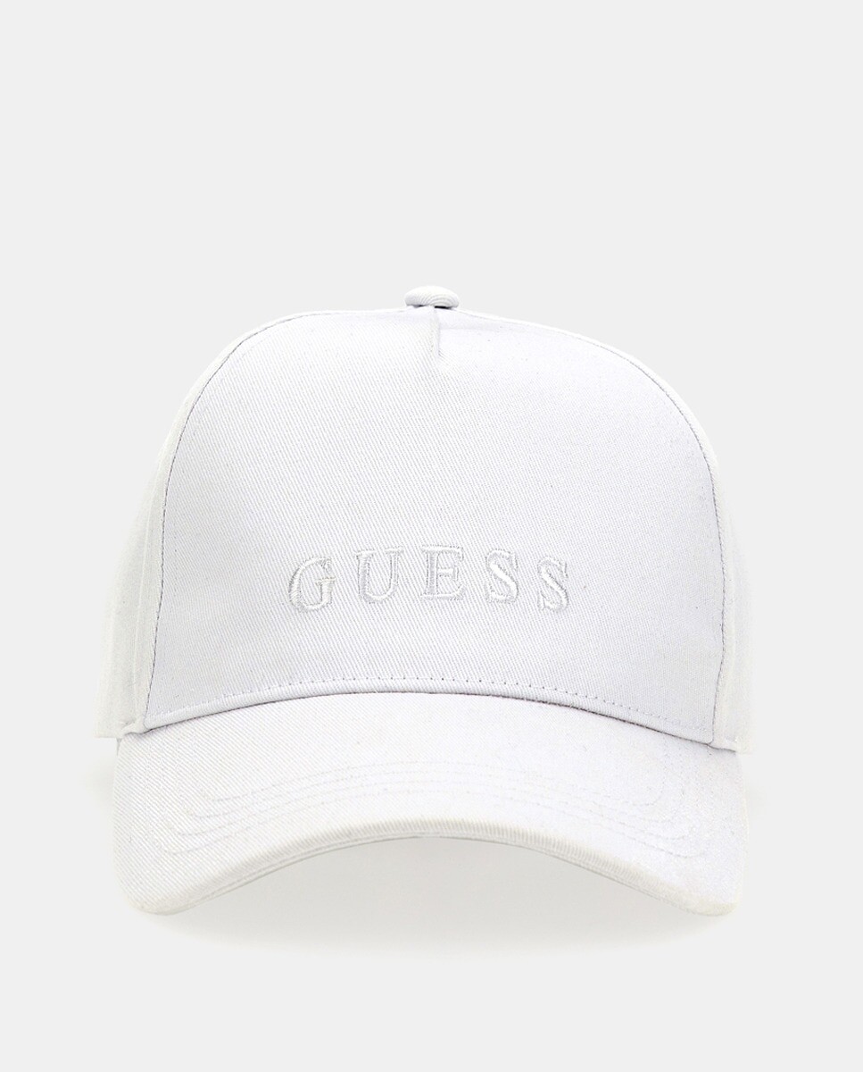 

Белая хлопковая кепка с логотипом Guess, белый