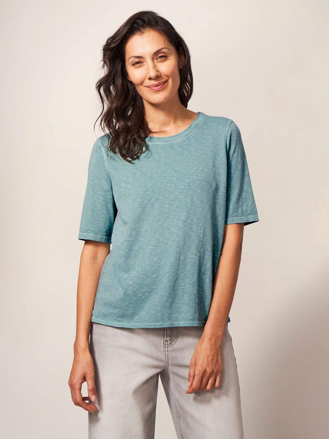 

Хлопковый топ с короткими рукавами White Stuff Annabel, Бирюзовый