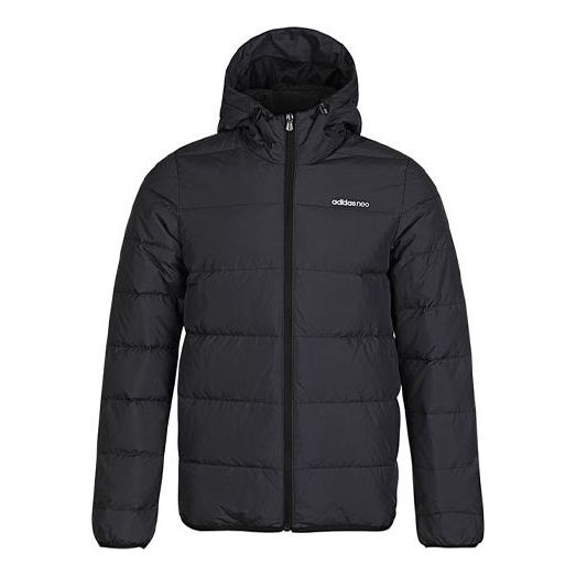 

Пуховик adidas neo M Trans Dwn Jkt Windproof Stay Warm Sports hooded down Jacket Black, черный