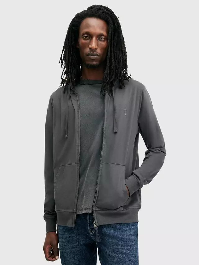 

Худи AllSaints Brace Cotton Zip, цвет grey mid